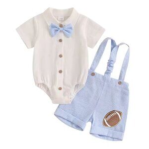 Football outfit Boy First Birthday Outfit Football Clothes Suspenders